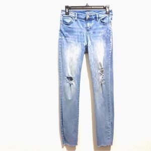 Soho Women’s Ripped Distressed Light Wash Blue Denim Super Skinny Jeans